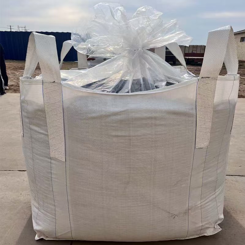Thickened White Ton Bag with Four Reinforced and Inner LinerStraps for Durable Use - Wholesale