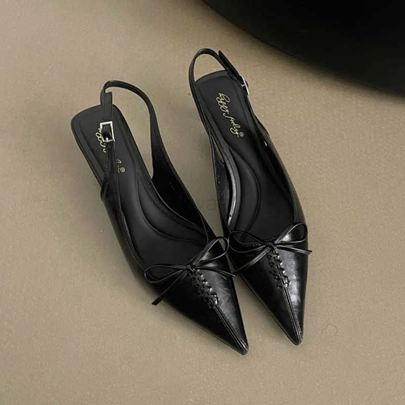 2025 New Pumps Par Ladies Medium H Shoes Fem Buckle Strap Footwear Fashion Pointed Toe Wen Stiletto H 5cm Shoes Z250326