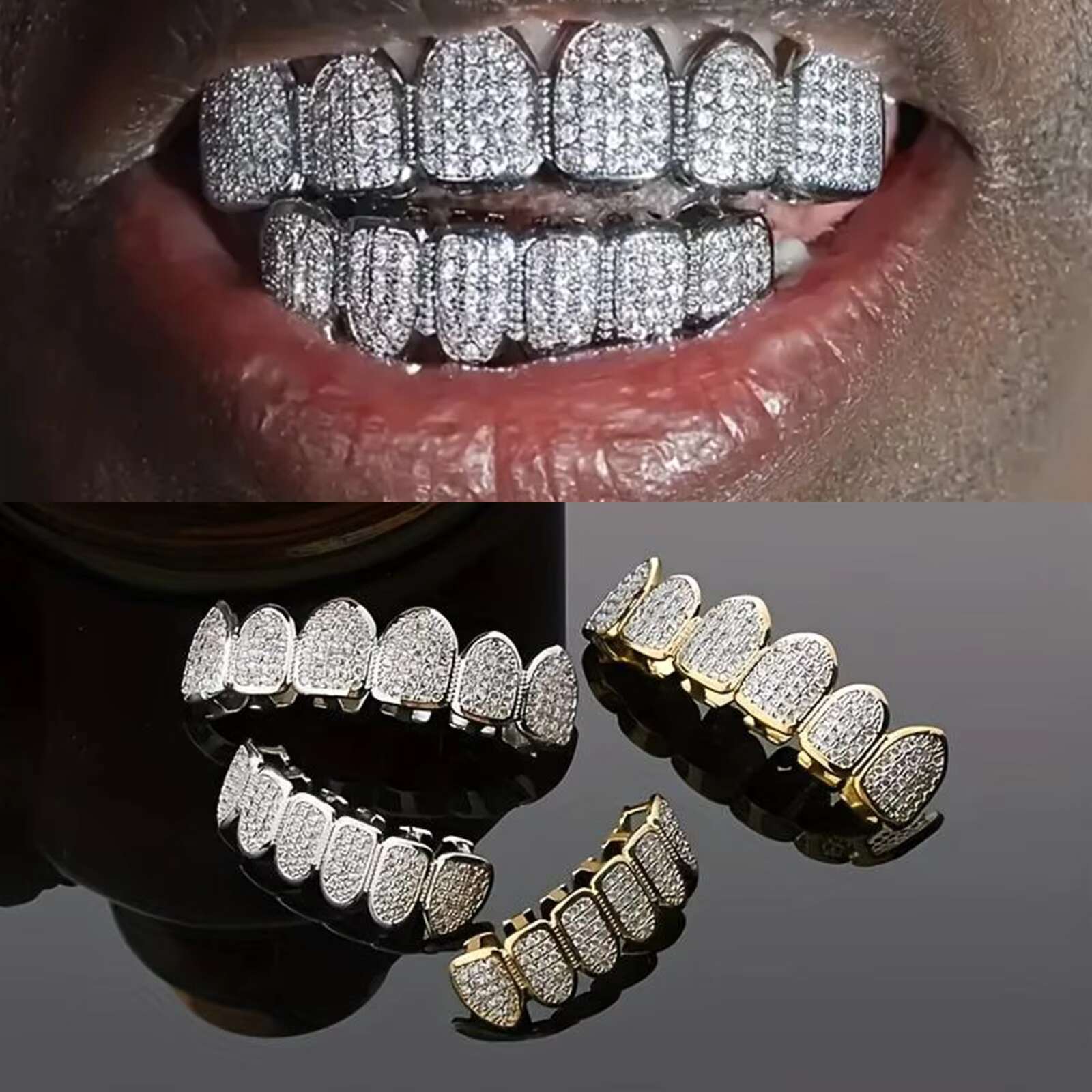Custom Hip Hop Teeth Grillz VVS Moissanite Diamond Tooth Jewelry 10K 14K 18K Gold Silver Iced Out Grillz Teeth