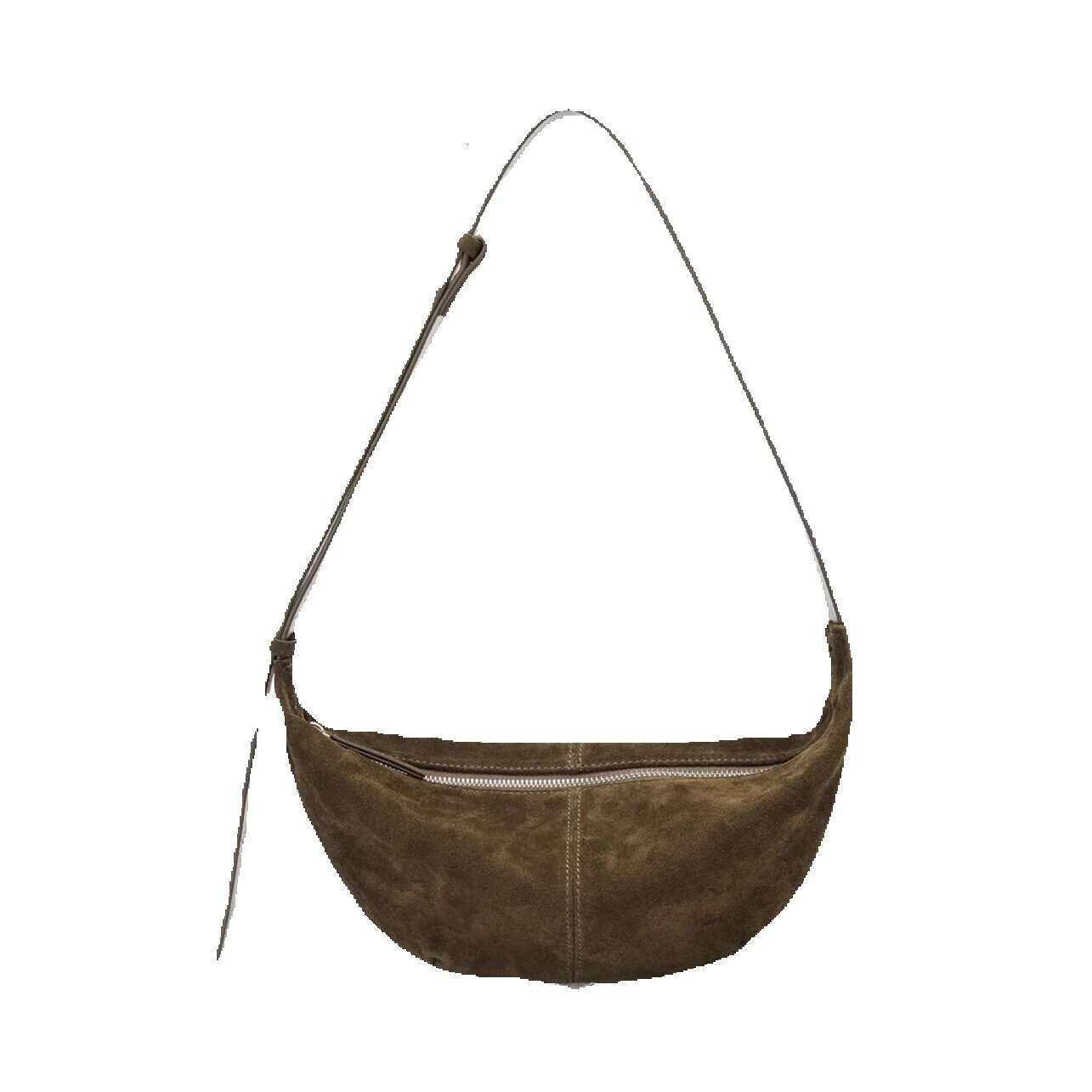 Minimalist Design Pease Shape Small Saddle Flap Coffee Red Color Real Suede Leather Or Lambskin Women Crossbody Bag Purse