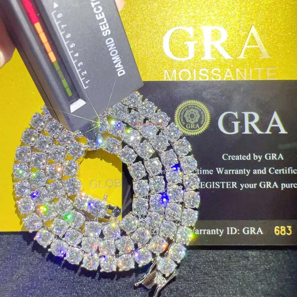 Fine Jewelry Sterg Sier Vvs Moissanite Necklace AA Dia Mossanite Tennis Chain