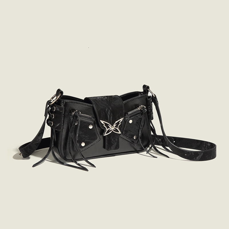 Motorcycle Bow Bag Women 2024 New Fashion Small Square Bag Sweet Cool Spice Girl Style Shoulder Crossbody Bag
