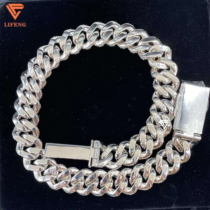 Mens Necklace Big Size 20MM VVS Moissanite With Certificate Gold Plated Cuban Link Chain for Hip-hop Rapper Singer