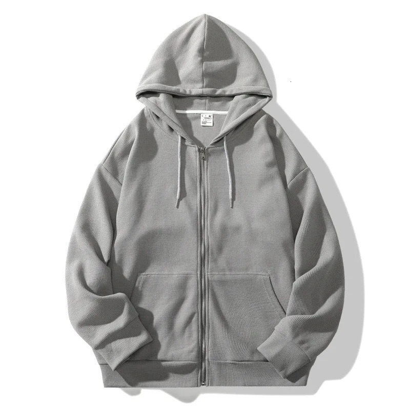 Chinese fashion simple solid color cardigan mens automatic fashion high street loose fashion hoodie 250324