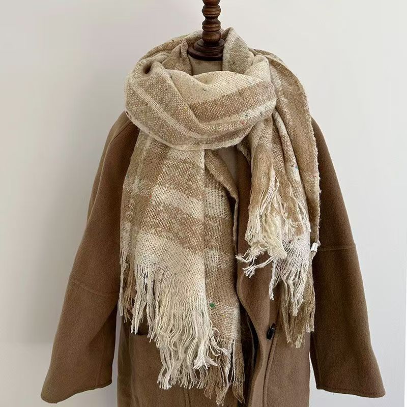T358 plaid scarf neck winter shawl thickened new style atmosphere versatile tassel warm couple students