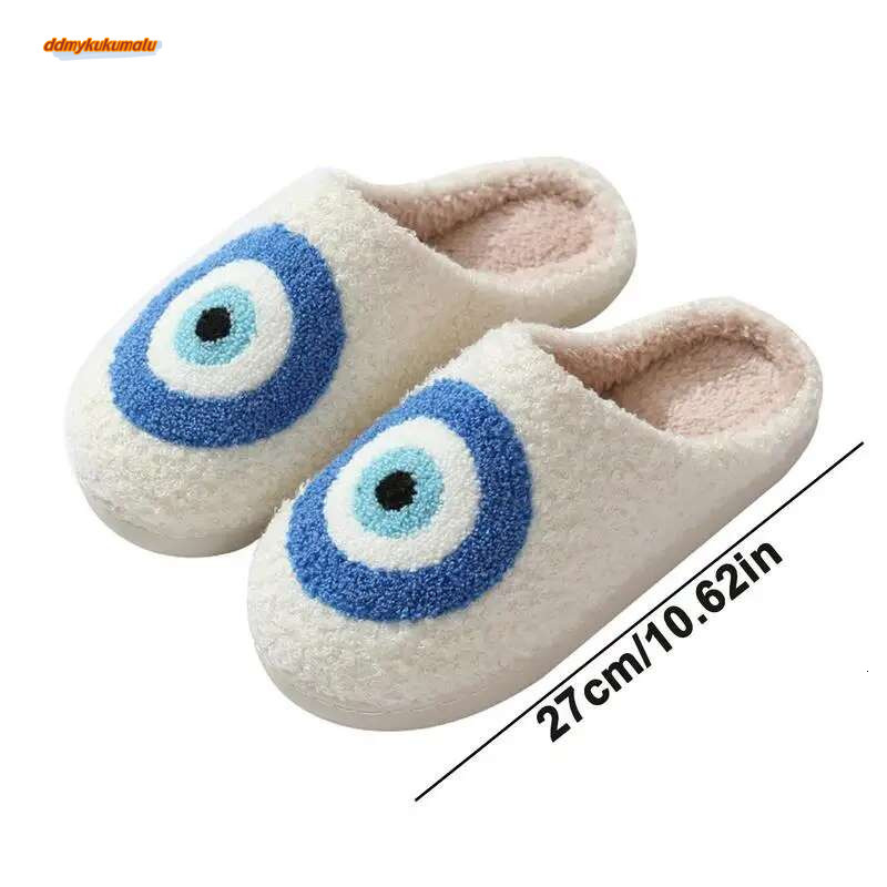 Men Outdoor Home Plush Evil Eyes Slippers Soft Bedroom House Shoes for Children Women Girls Adults ddmykukumalu
