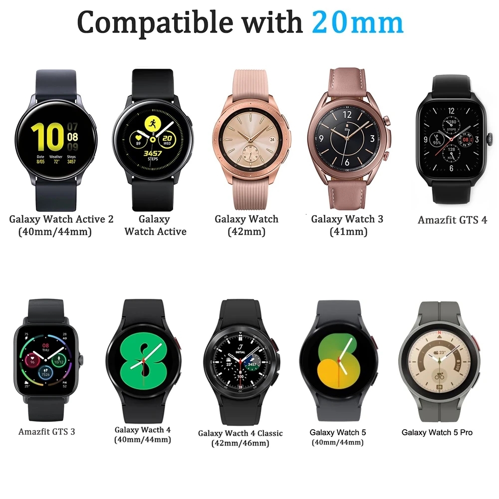 20mm Girls Bands for Samsung Galaxy Watch 5 pro 45mm /Watch 4/5 40mm 44mm/ 4 Classic Silicone Strap for Amazfit GTS 4/GTS 3 Brac