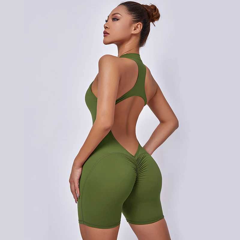 Zipper womens track and field clothes mat yoga set one-piece jumpsuit exercise tight fitting clothes sportswear sportswear W250326