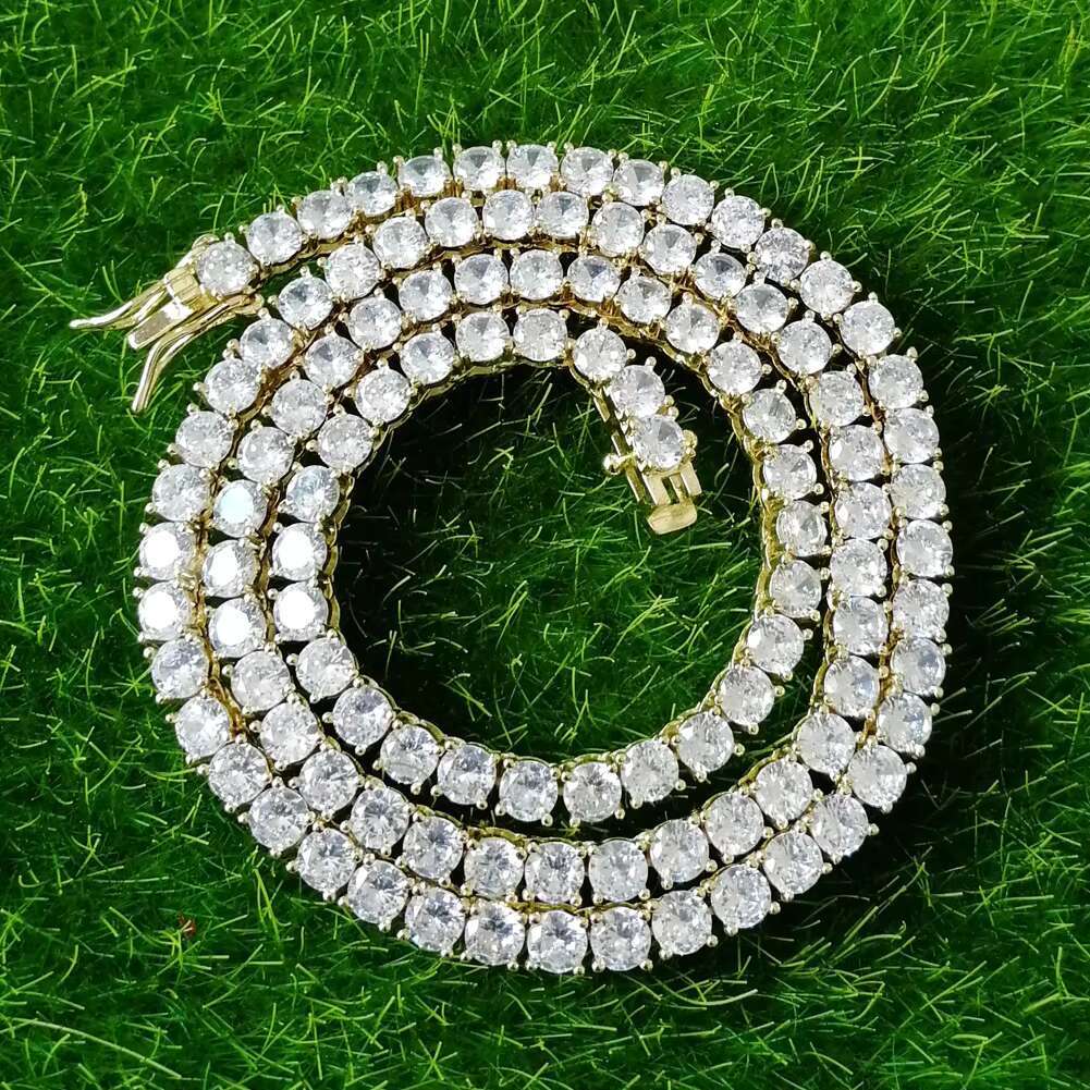 European American Trendy Brand Necklace Full Diamond Geometric Tennis Chain Rock Alloy Cross-shaped Gold Zircon Wedding Gift