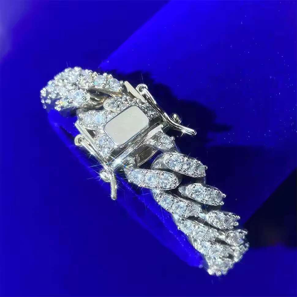Fashion Jewelry Hip Hop Bangle Iced Out Full Zircon Brass Cuban Chain Link Men Bracelet for Man