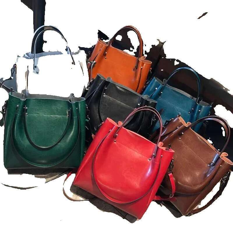 Women's Cow Genuine Leather Handbags Female Natural Cowhide Crossbody Bag Ladies Multiple Large Capacity Shoulder Bags