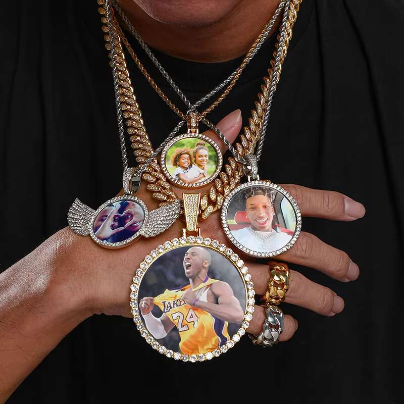Drop Shipping in Stock Hip Hop Jewelry VVS Moissanite Photo Pendant Iced Out 925 Sterling Silver Picture Pendant Necklace