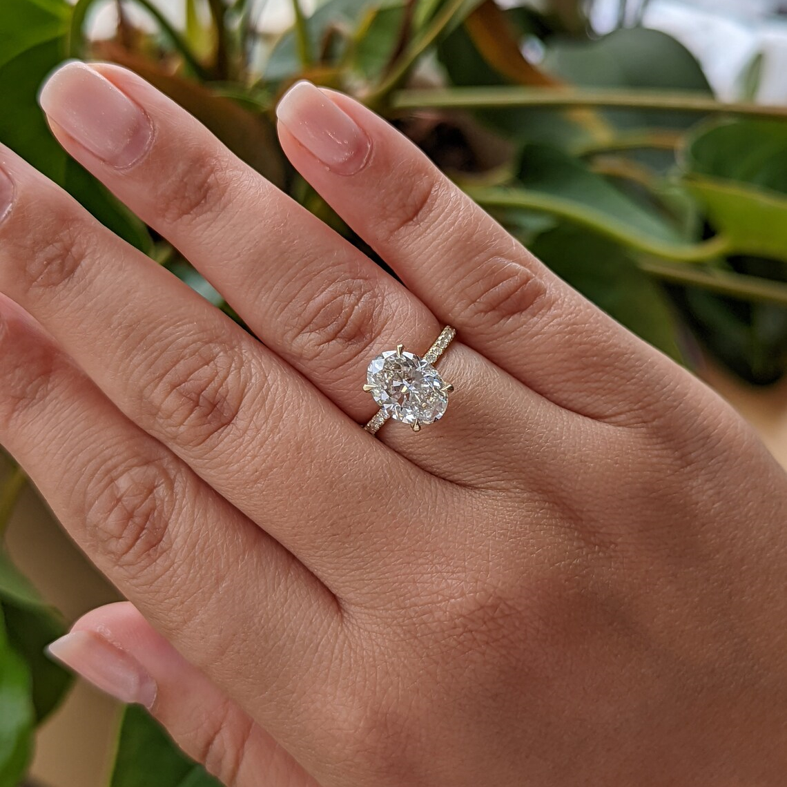 Jewelry 3.0 Carat Oval Lab Grown Diamond Engagement Ring 14K 18K Yellow Gold Pave And Hidden Halo Gold Ring For Women IGI Certificate CVD Diamond