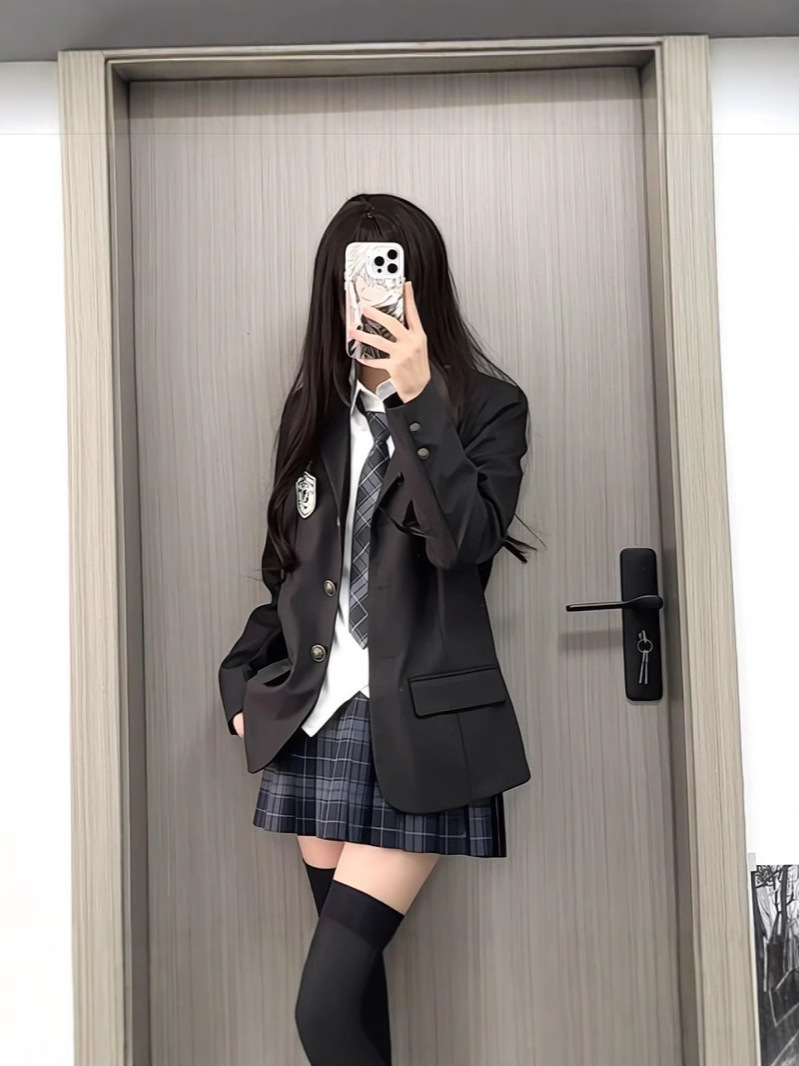L325Charming Female JK Uniform Blazer for Students - Traditional Japanese Collegiate Style Fit for Spring & Fall Seasons