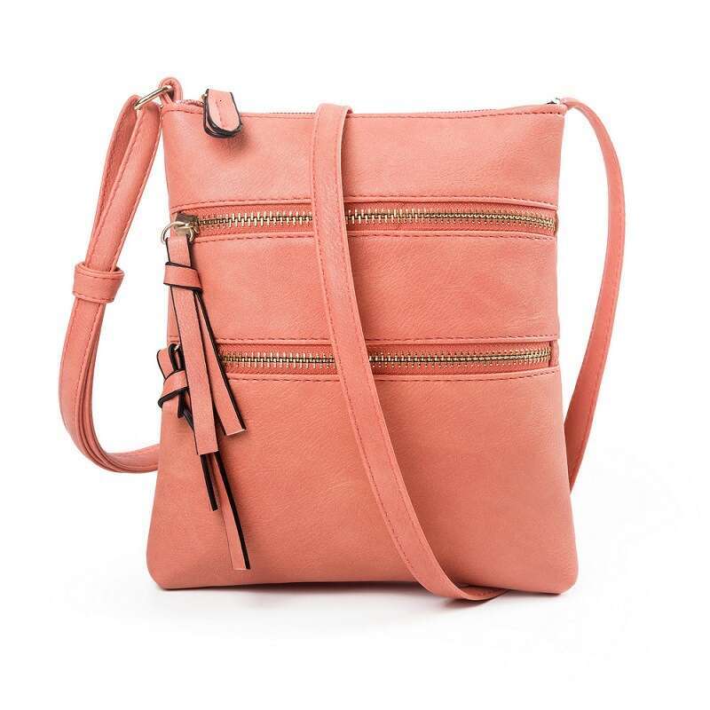 Hot selling casual multifunctional pocket with double zipper vertical women's shoulder bag, crossbody bag