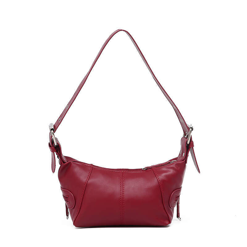 Cool pull girl niche design leather zipper single shoulder carrying underarm 2024 new bag