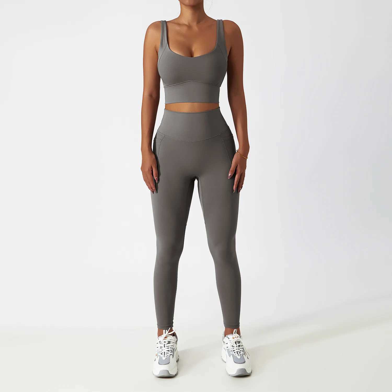 2PCS seamless womens track and field clothing yoga set sportswear gym clothing sportswear bra high waisted leg sportswear W250326