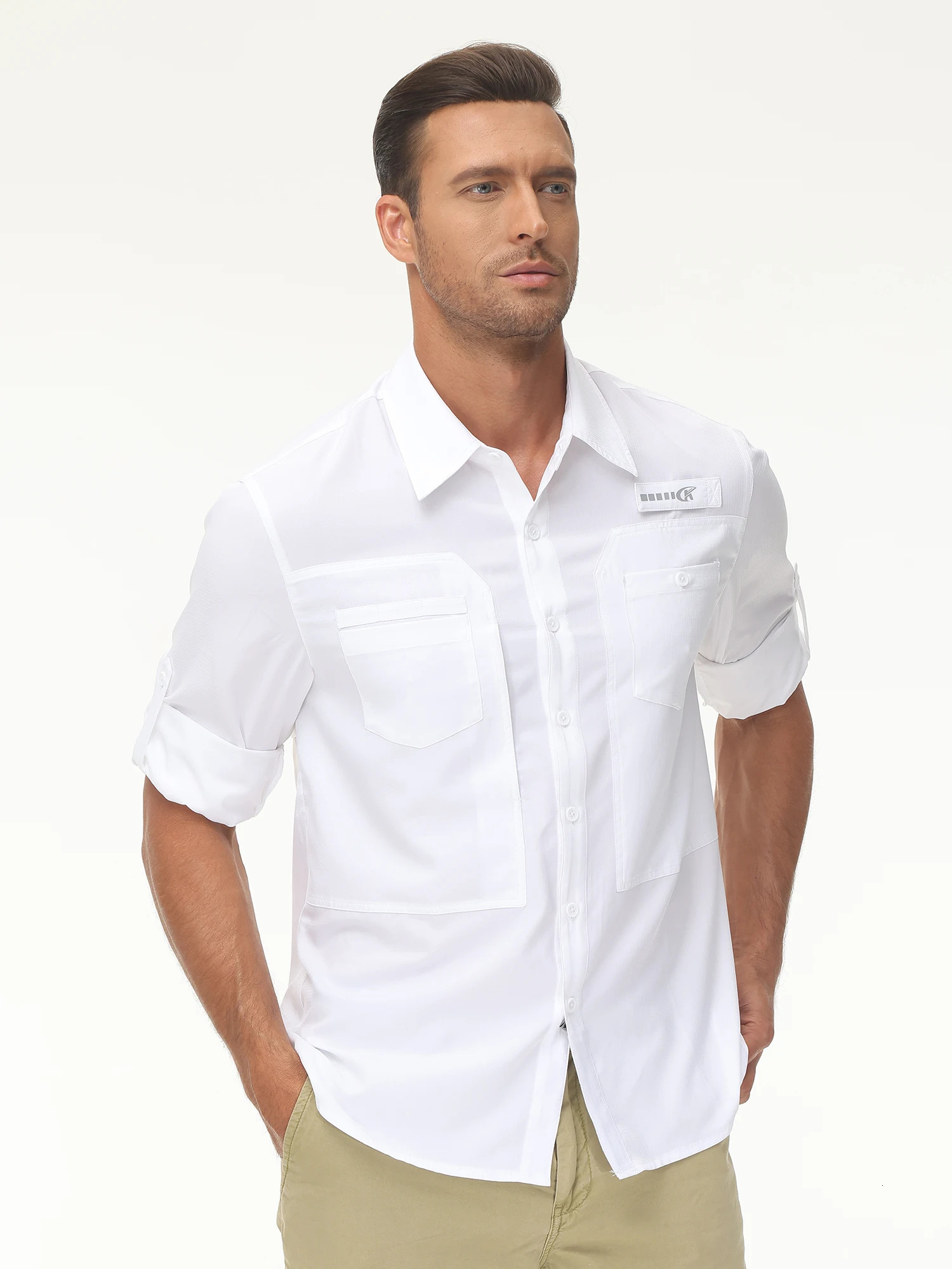 Mens UPF 50 Casual Long Sleeve Fishing Shirts Sun Protection Lightweight Breathable Button Down Fishing Shirt with Back Mesh 250325