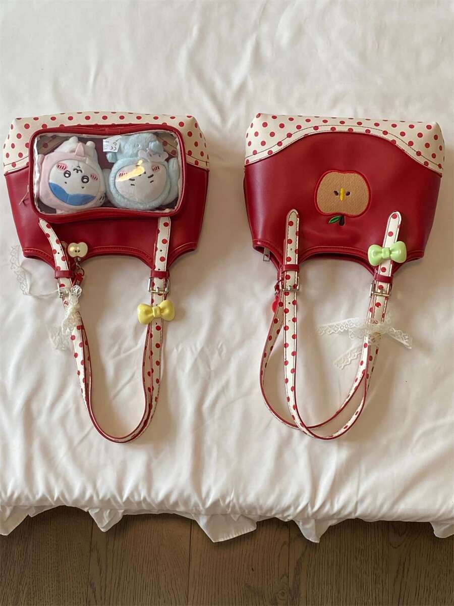 Christmas Red Double Side Back Transparent Itabag Cute Small Capacity Sweet Casual Shoulder Bag Bolso Handbags