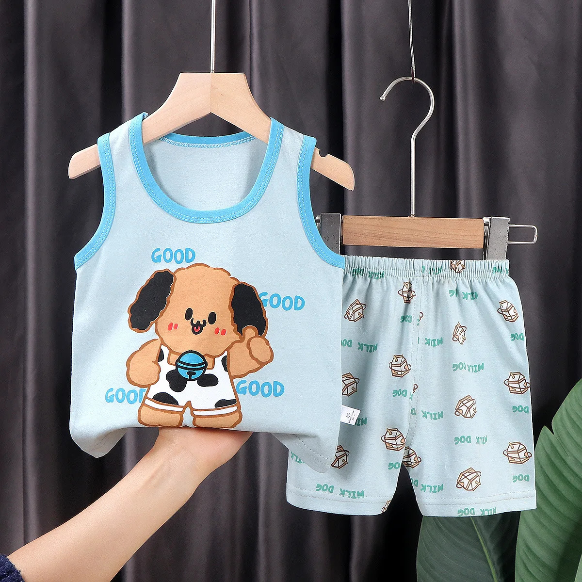 Children Clothing Set Child Vest Suit Summer Cotton Girls Shorts Clothes Baby Boys Sleeveless Suit Kid Clothes 250326