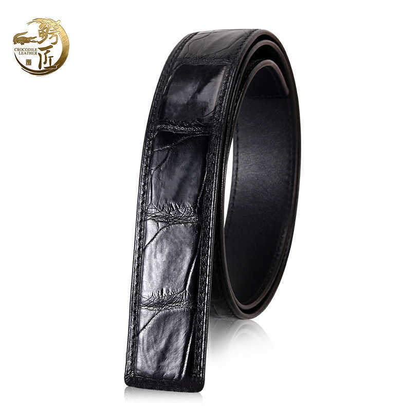 Belts Straight Thai Crocodile Belt Mens Business Leisure Belt Crocodile Belly without Splicing 3.4 Automatic Buckle S25326