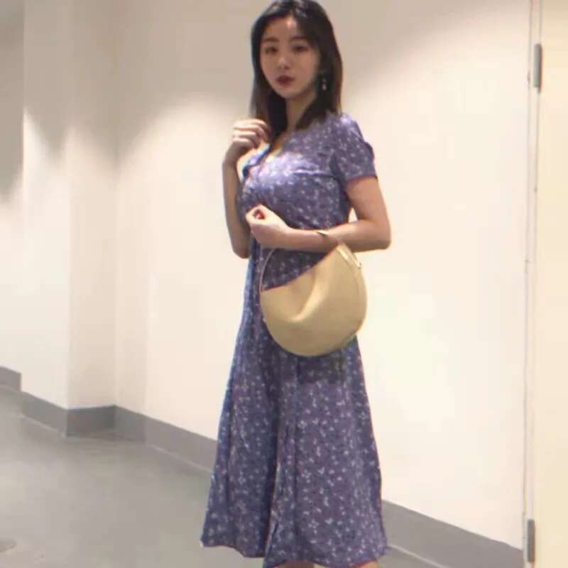 Summer Dresses ral Print Chiffon Evening Retro Long Beach Women Dress Casual Light Prom Purple Robe