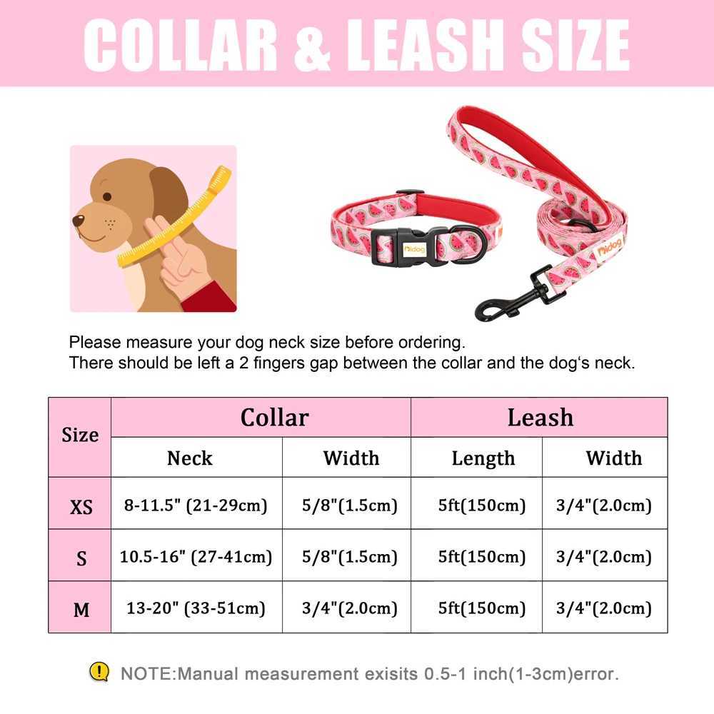 Printed Nylon Dog Collar and Belt Set Adjustable Dog Collar Soft Pet Collar Walking Belt Suitable for Small and Medium Sized Dogs Cats Bulldogs X25032