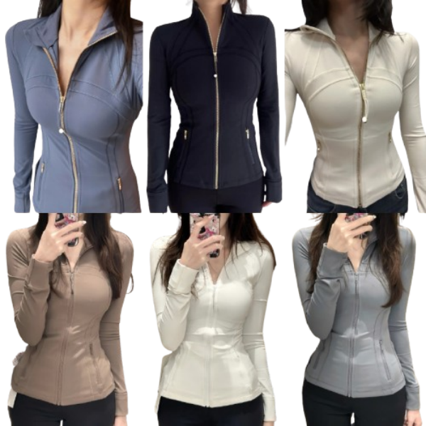 Yoga Jacket With Gold Zipper Women Workout Sport Coat Fitness Gym Long Sleeve Tops Breathable Quick Dry Activewear Jogging Sportwear lululys lemonity jackets