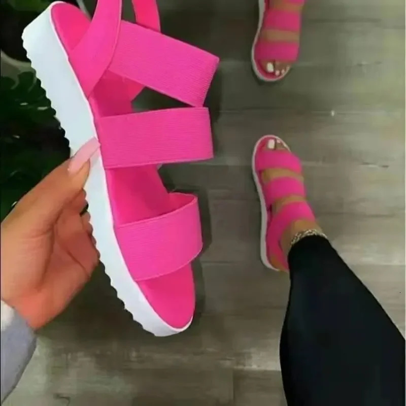 Women Sandals Flat Heel Platform Cross Strap Open Toe Plus Size Outdoor Sport Beach Casual Shoes on Offer 250317