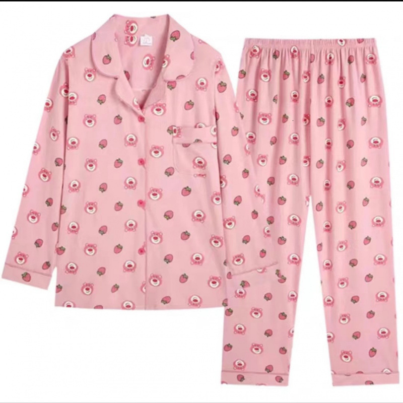 Pajama women's autumn and winter sleeved lapel Korean version set, long pants, plus size home suit set