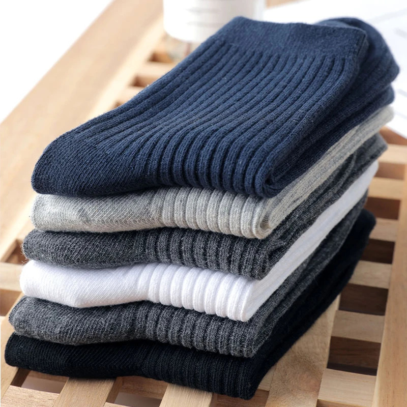 HSS 100% pure cotton mens socks casual business striped deodorant breathable mens winter travel socks 5 pairs/batch 250321