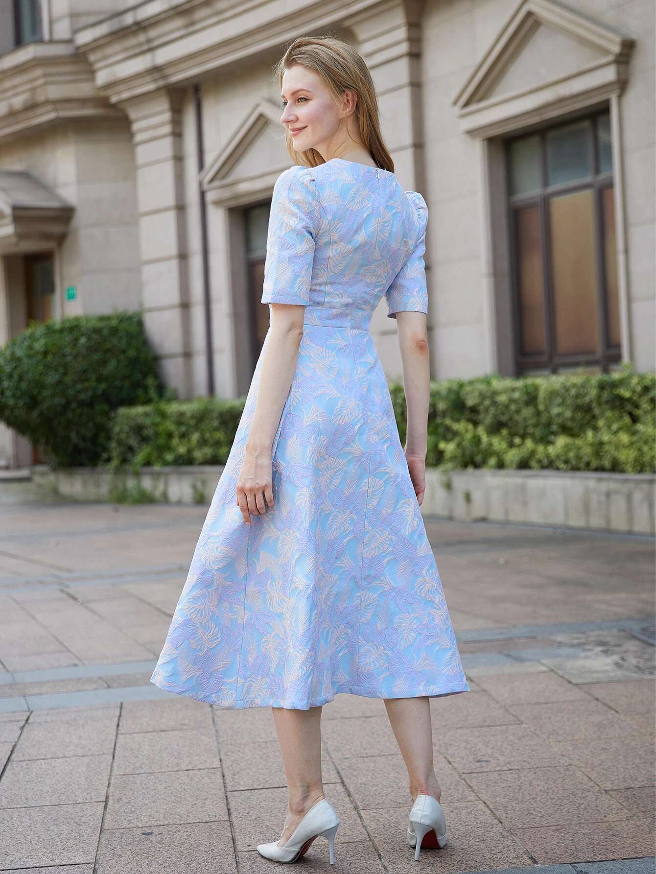DEVCHATA Elegant wer Jacquard New Casual O-Neck Long Dress Temperament Evening Party Dresses Fashion Clothes Vestidos