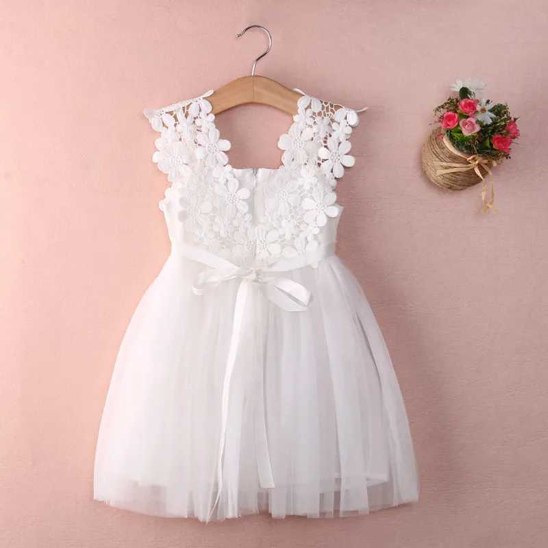 New XMAS Baby Girls Par Lace Tulle Flower Dress Fancy Dridesmaid Dress Sundress Girls Thanksgiving Dress W250326