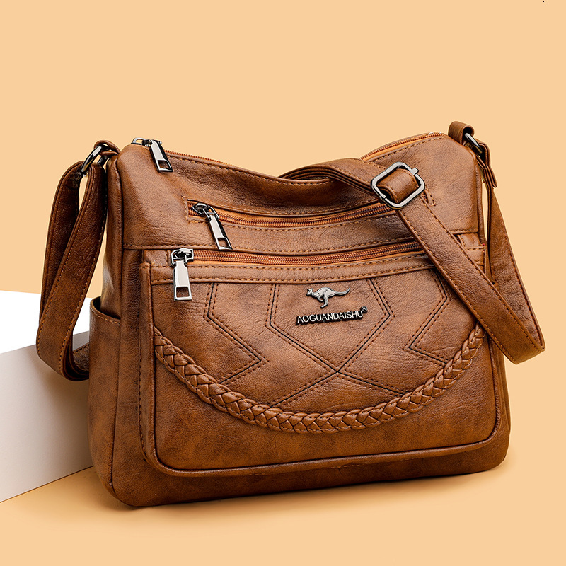 Designer 2025S new mom versatile fashion shoulder soft leather middle-aged women large capacity small square PU crossbody bag