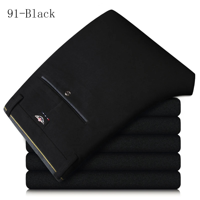 Mens Summer Fashion Business Casual Pants Set Mens Elastic Straight Formal Mens Pants Plus Large Size 28-40 250321