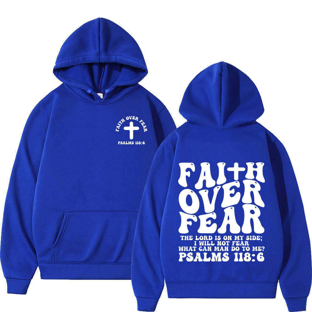 Aesthetic Christian Jesus Faith Over Fear Bible Verse Hoodie