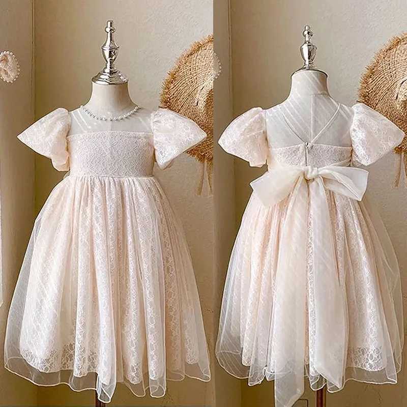 2025 Baby Girl Dress Sweet Lace Flower Elegant Princess Dress Christmas Birthday Par Vestitos 2 4 6 8 10 12 Year Childrens Clothing W250326
