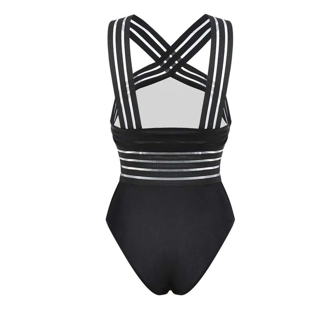One_Piece Swimsuits High Neck Bandage Cross Back Padded Up Bikini Sets For Women
