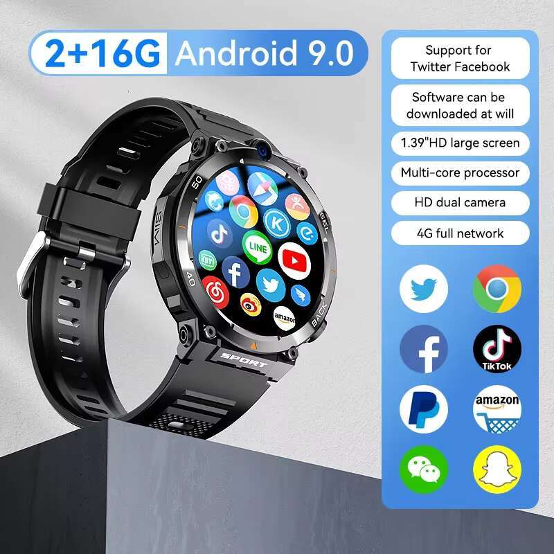 4G 5G Support Tiktok Whats App Facebook WiFi GPS Dual Camera Video Call 900MAH Battery Android Sport Smart Watch H10