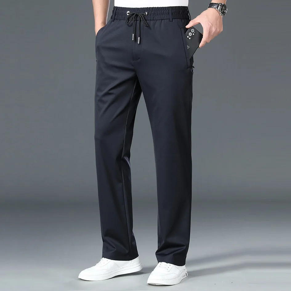 Large 10XL mens winter pants wool lining elastic waist Strtch Trouser thick warm straight workwear large size 250326