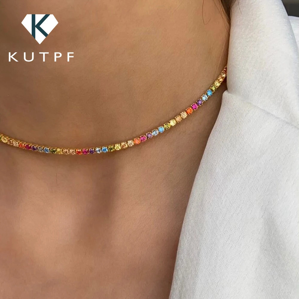 2.5/3mm Round Rainbow Tennis Necklace Womens Bracelet S925 Silver High Carbon Diamond Necklace Exquisite Jewelry 250322