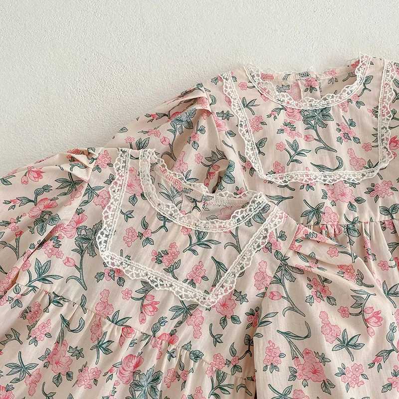 Spring New Childrens Baby Girl Long Sleeve Sweet Flower Printed Princess Dress Autumn Baby Girl Dress Childrens Dress W250326