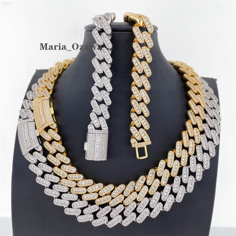 Vvs Moissanite Hip Hop Luxury Jewelry Cuban Bracelet Iced Out Cuban Link Chain Silver Moissanite Cuban Chain 20mm