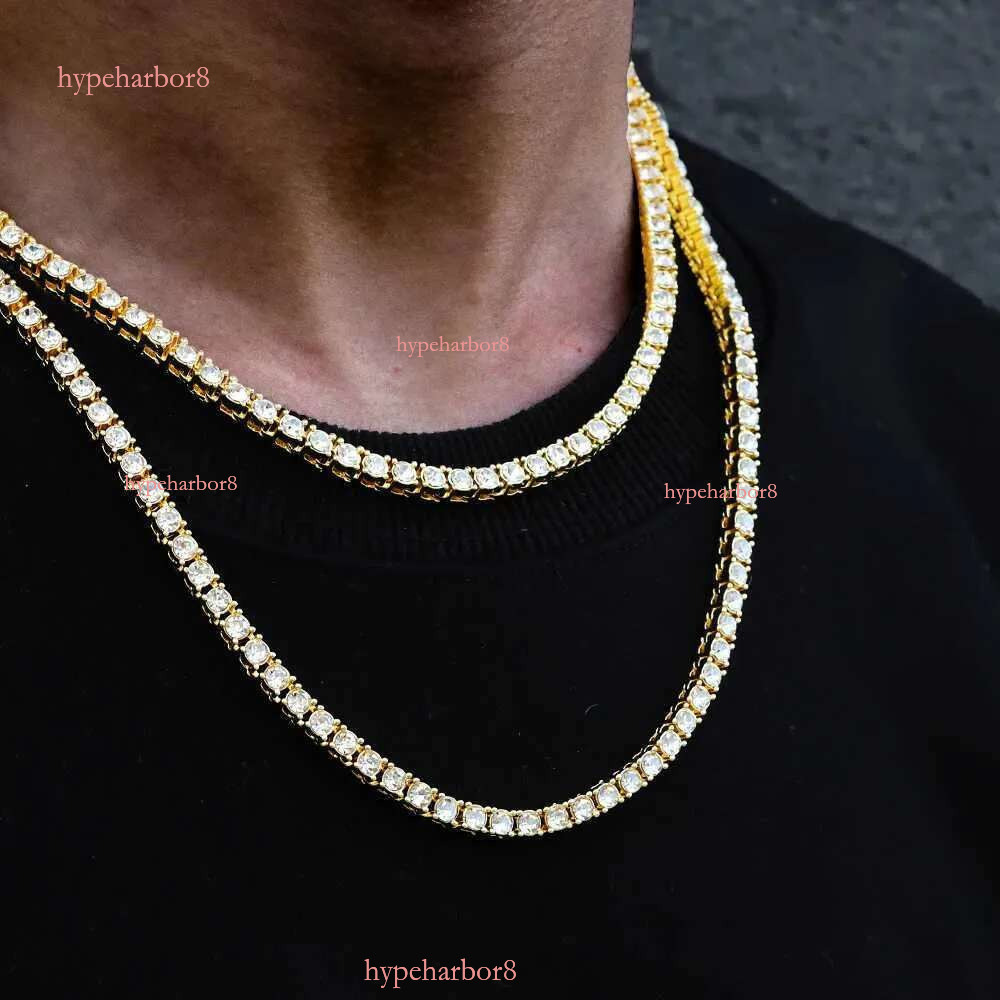 Pendant Necklaces New Classic 4MM Tennis Chain Ice Out Bracelet Mens Fashion Hip Hop Jewelry Womens 8/16/18/20/24/30 inch Necklace Y240531I47U