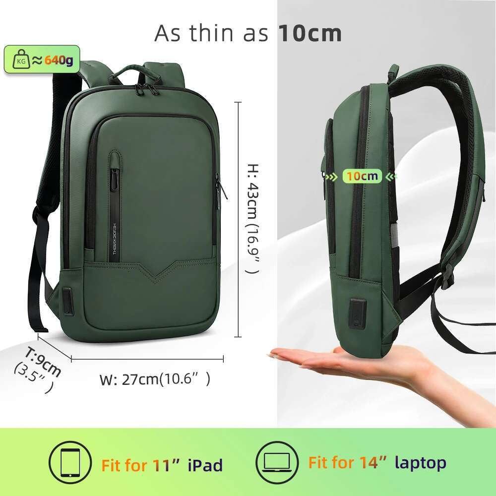Heroic Knight Men Business Slim Tablet Light Weight Travel Backpack 14"15.6"17"Laptop Bag For Work College