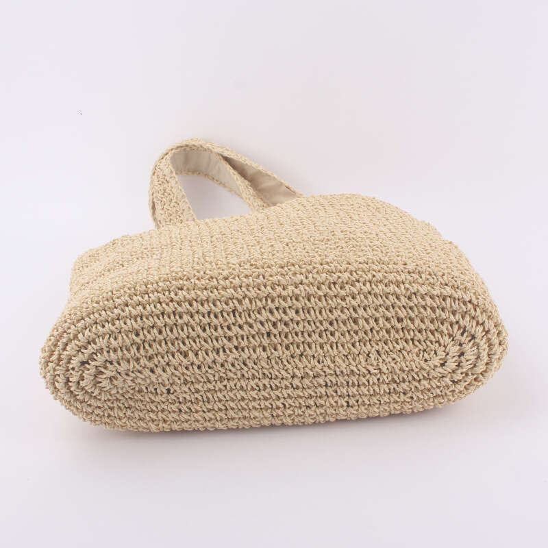 ba Fashionable minimalist one shoulder grass forest style handmade woven bag, casual and versatile large capacity beach bag