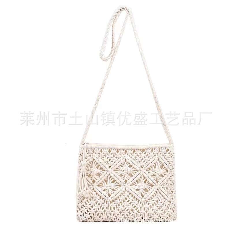 Ladies' crossbody handmade ins cotton thread tassel beach women's grass woven bag