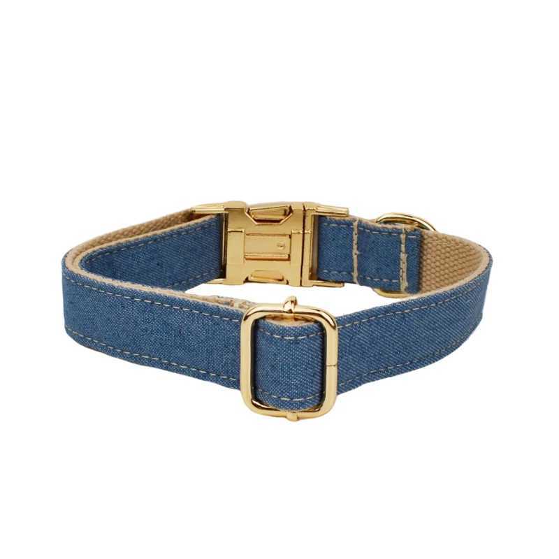 Dog collar harness personalized denim fabric name dog necklace free customized collar suitable for small and medium-sized dog collars lead tie X250326