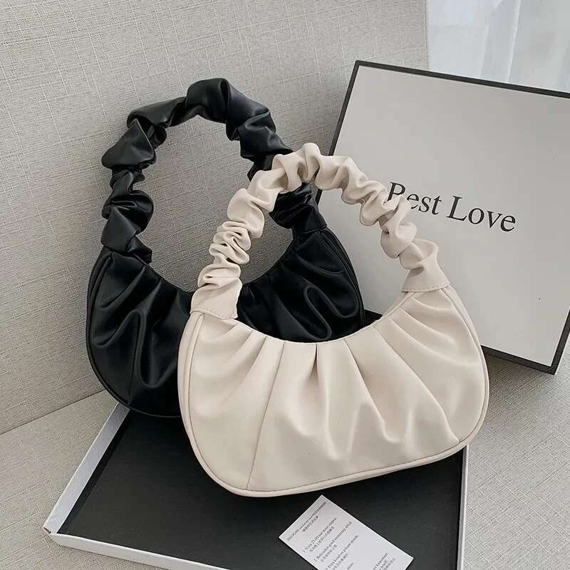Fashion Pleated Handlebags for Women PU Cloud Leisure Armpit Bag Shopping Shoulder Dumpg Handbag Female Hand Bags