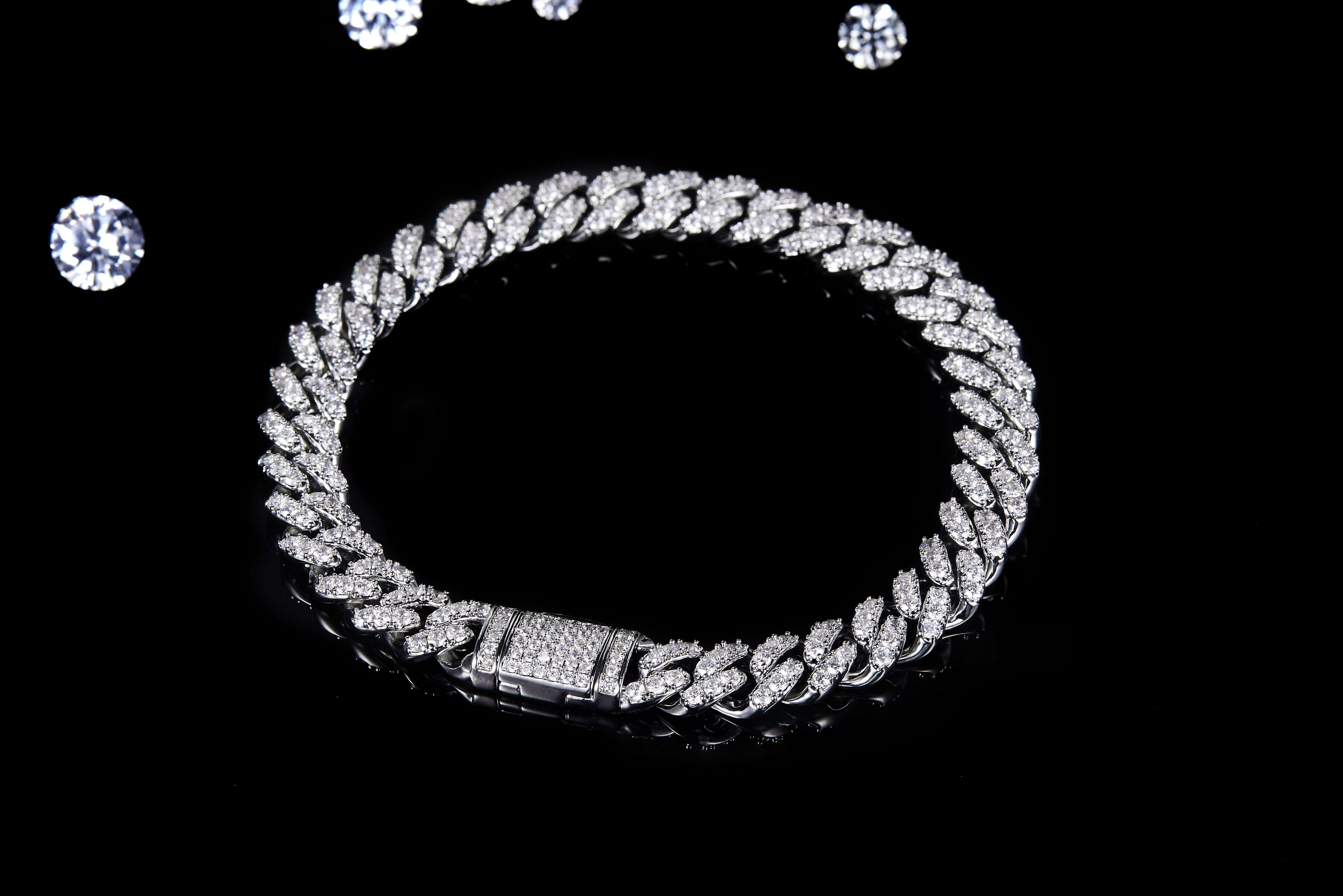 Wholesale Luxury Iced Out Cuban Link Chain 6-8-10-12-14 mm Moissanite 925 Silver Necklace for Men Hip Hop Gift Platinum Plated